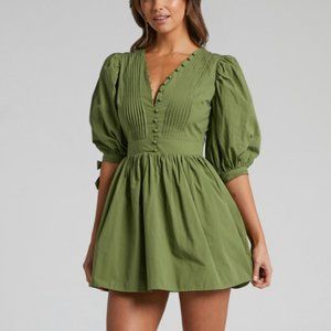 ZANDRA PUFF SLEEVE POPLIN MINI DRESS